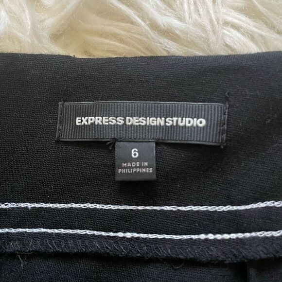 🖤 Express Design Studio Contrast Stitched Mini Skirt Black White 6 - Picture 5 of 6